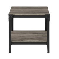 Walker Edison - Rustic Wood End Side Table, Set of 2 - Slate Grey - Front_Zoom