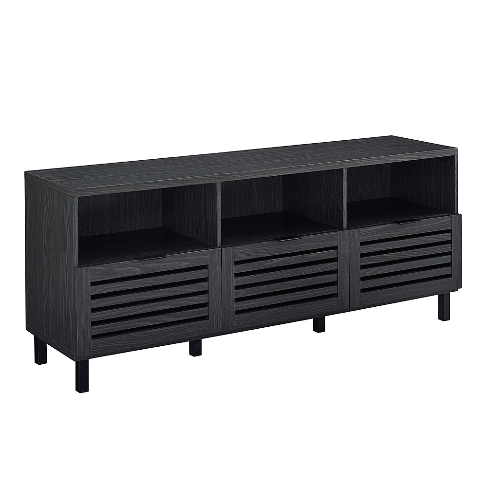 Left View: Walker Edison - Modern Slat Door TV Stand for Most Flat-Panel TV's up to 65" - Graphite