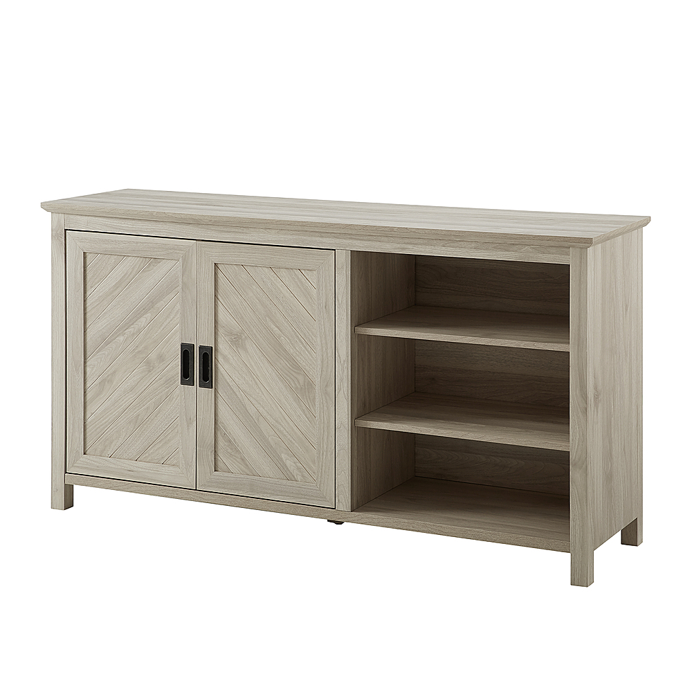 Angle View: Walker Edison - Farmhouse Chevron Cabinet TV Stand for Most Flat-Panel TV's up to 65" - Birch