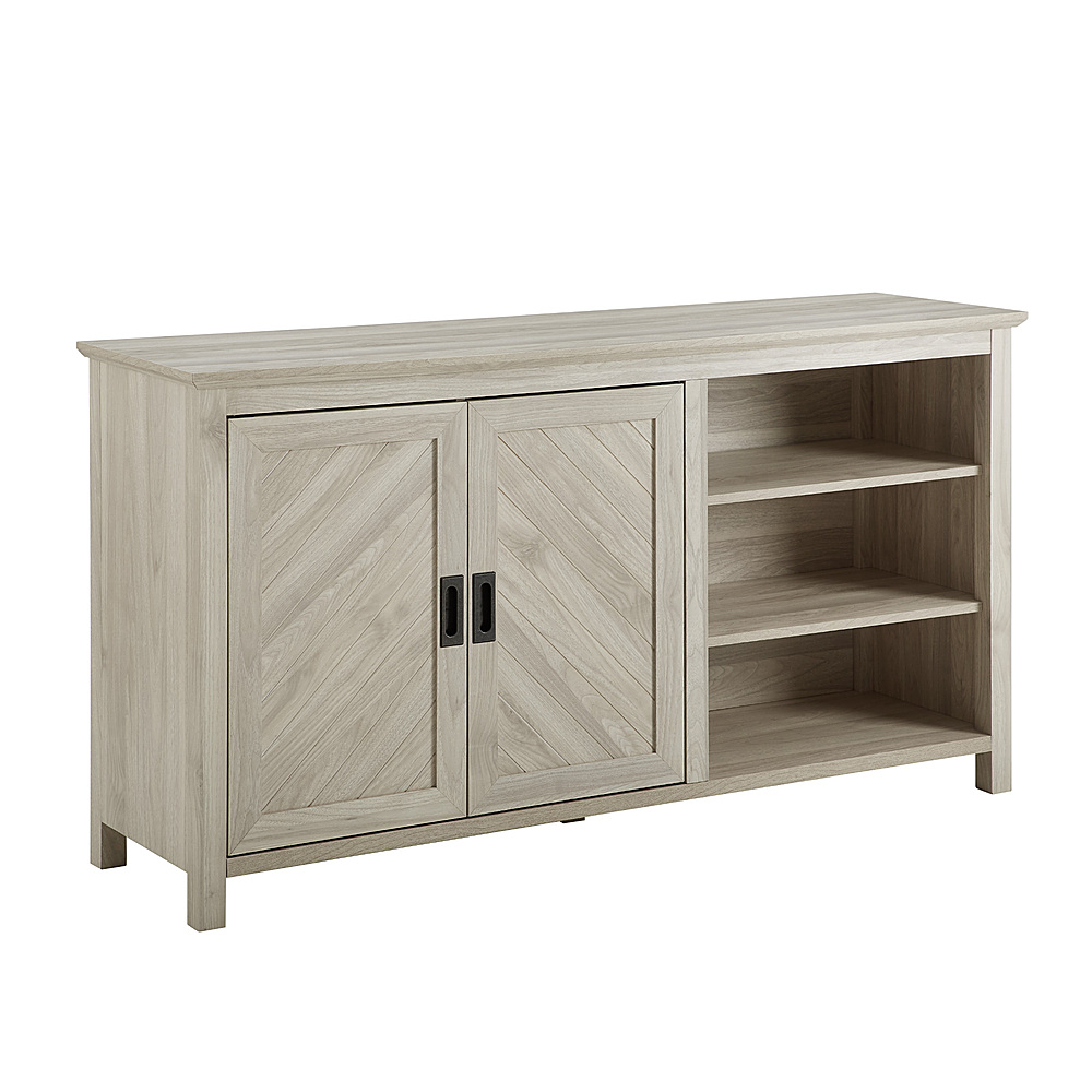 Left View: Walker Edison - Farmhouse Chevron Cabinet TV Stand for Most Flat-Panel TV's up to 65" - Birch