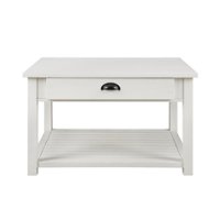 Walker Edison - 30" Square Country Coffee Table - Brushed White - Front_Zoom
