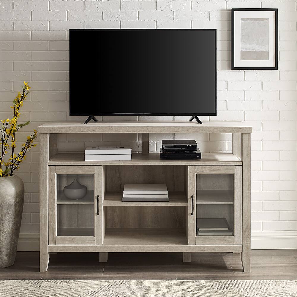 Alt View 3. Walker Edison - Tall Storage Buffet TV Stand for TVs up to 55" - White Oak.