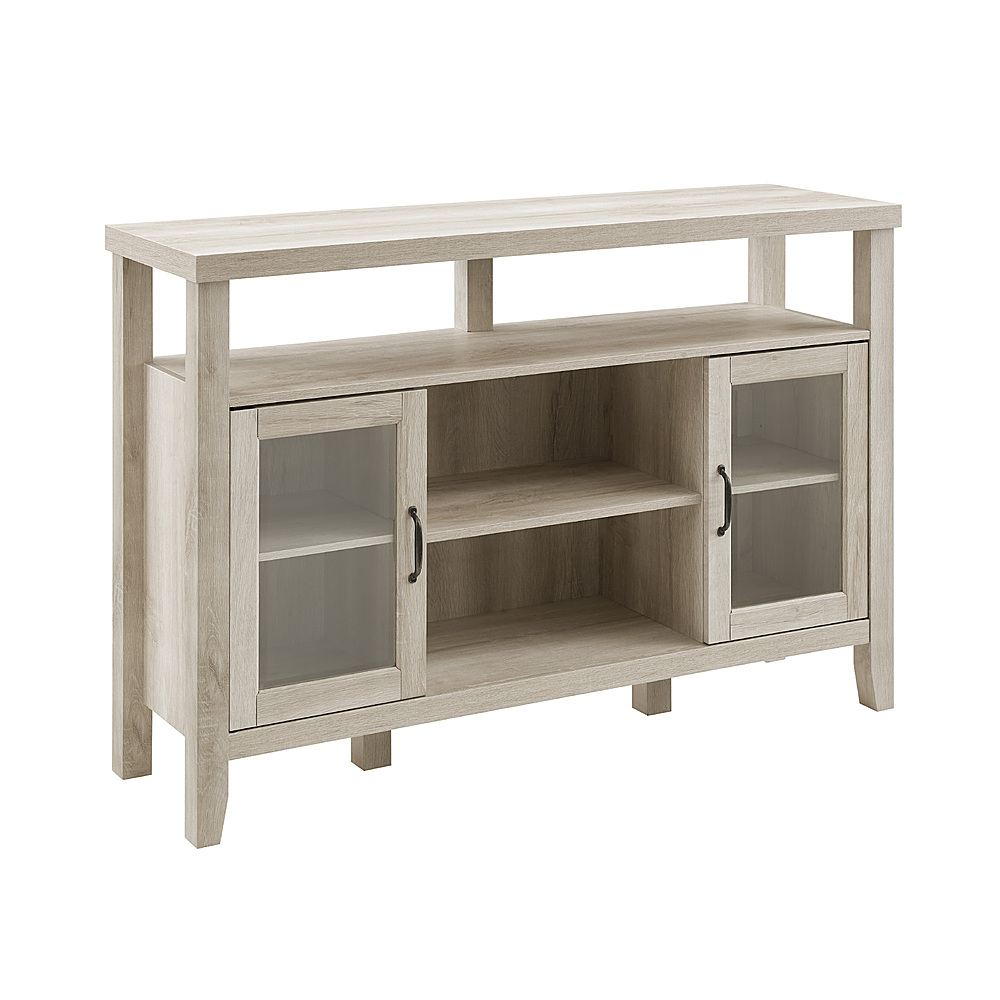 Left View: Walker Edison - Tall Storage Buffet TV Stand for TVs up to 55" - White Oak