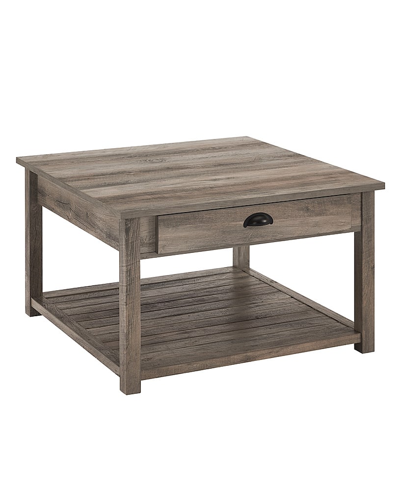 Angle View: Walker Edison - 30" Square Country Coffee Table - Grey Wash