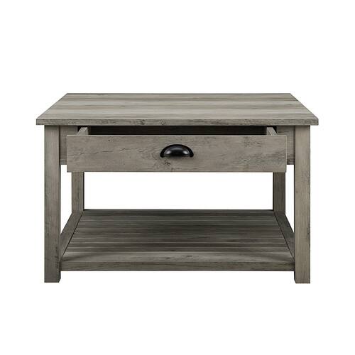 Walker Edison - 30" Square Country Coffee Table - Grey Wash