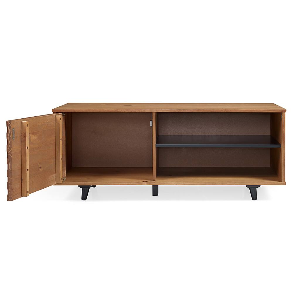 Angle View: Walker Edison - 44" Mid Century Modern Entryway Storage Bench - Caramel