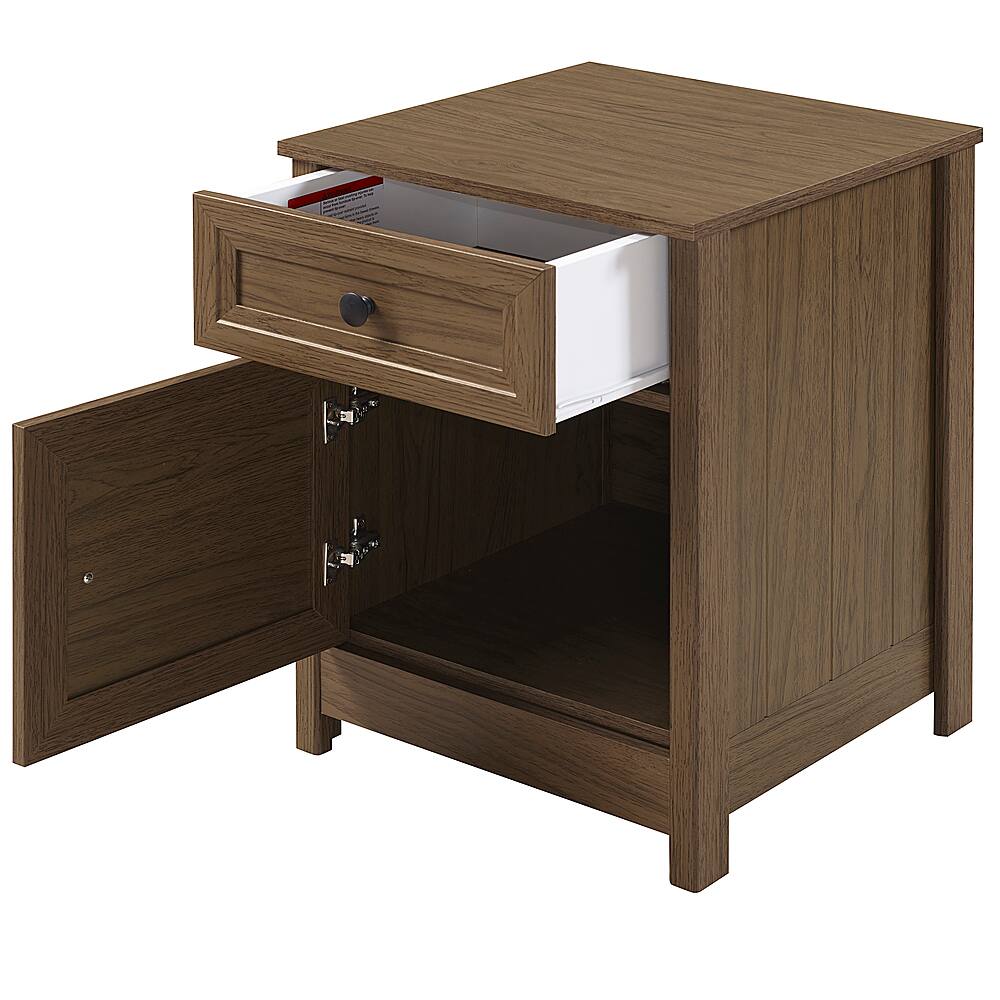 Left View: Walker Edison - Classic Groove Nightstand - Dark Walnut