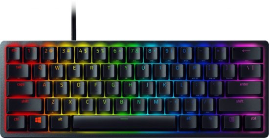 Front. Razer - Huntsman Mini 60% Wired Optical Clicky Switch Gaming Keyboard with Chroma RGB Backlighting - Black.
