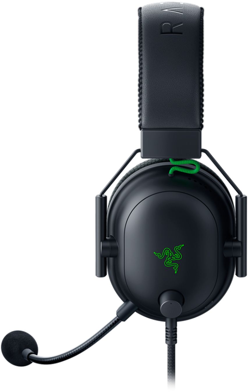 Left View: Razer - BlackShark V2 Wired THX Spatial Audio Gaming Headset for PC, PS5, PS4, Switch, Xbox X|S, and Xbox One - Black