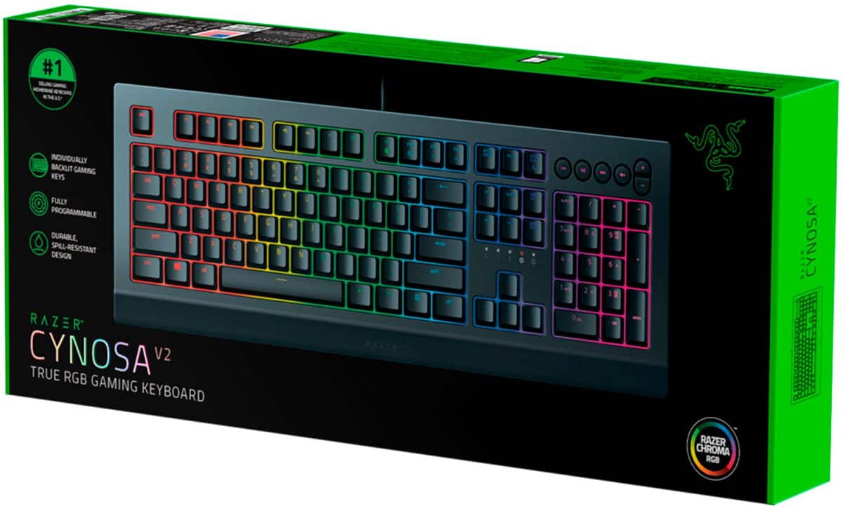 Alt View 16. Razer - Cynosa V2 Full Size Wired Membrane Gaming Keyboard with Chroma RGB Backlighting - Black.