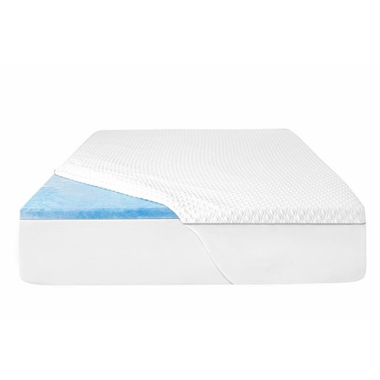 Front. Sealy - 2”  Gel Memory Foam Mattress Topper with Cover - Blue.
