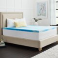 Left. Sealy - 2”  Gel Memory Foam Mattress Topper with Cover - Blue.