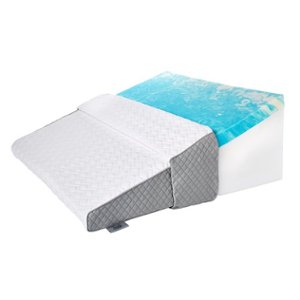 Sealy - Gel Memory Foam Wedge Pillow - White/Gray