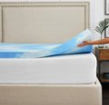 Left. Sealy - 3” Gel Memory Foam Mattress Topper with Cover - Blue.