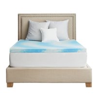 Sealy - 3” Gel Memory Foam Mattress Topper with Cover - Blue - Front_Zoom