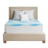 Sealy - 3” SealyChill™ Gel Memory Foam Mattress Topper with Cover - Queen - Blue - Front_Zoom