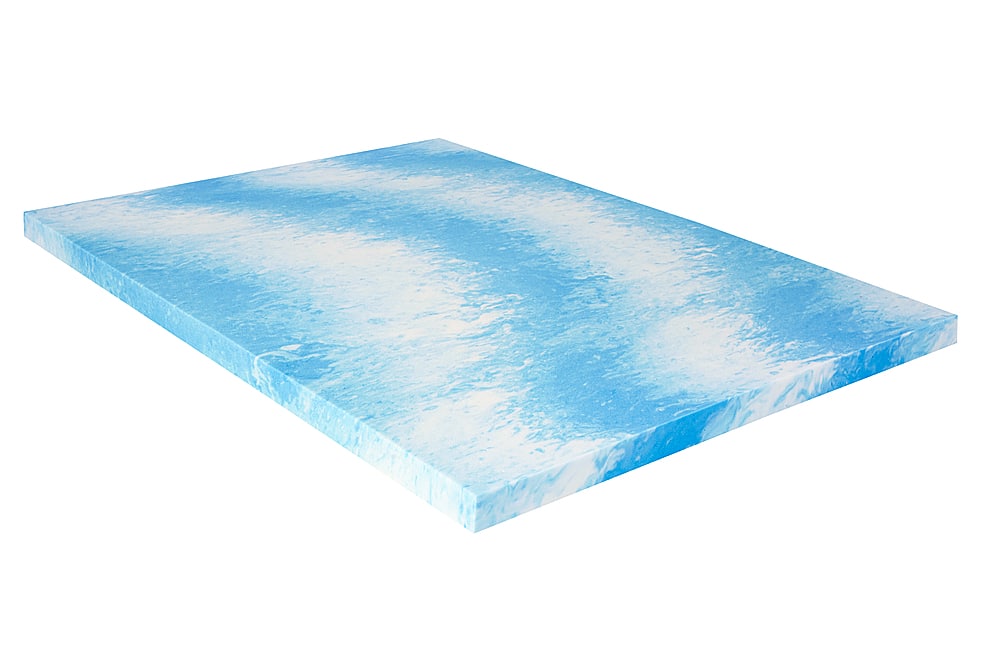 Angle View: Sealy - 3”  Gel Memory Foam Mattress Topper with Cover - Blue