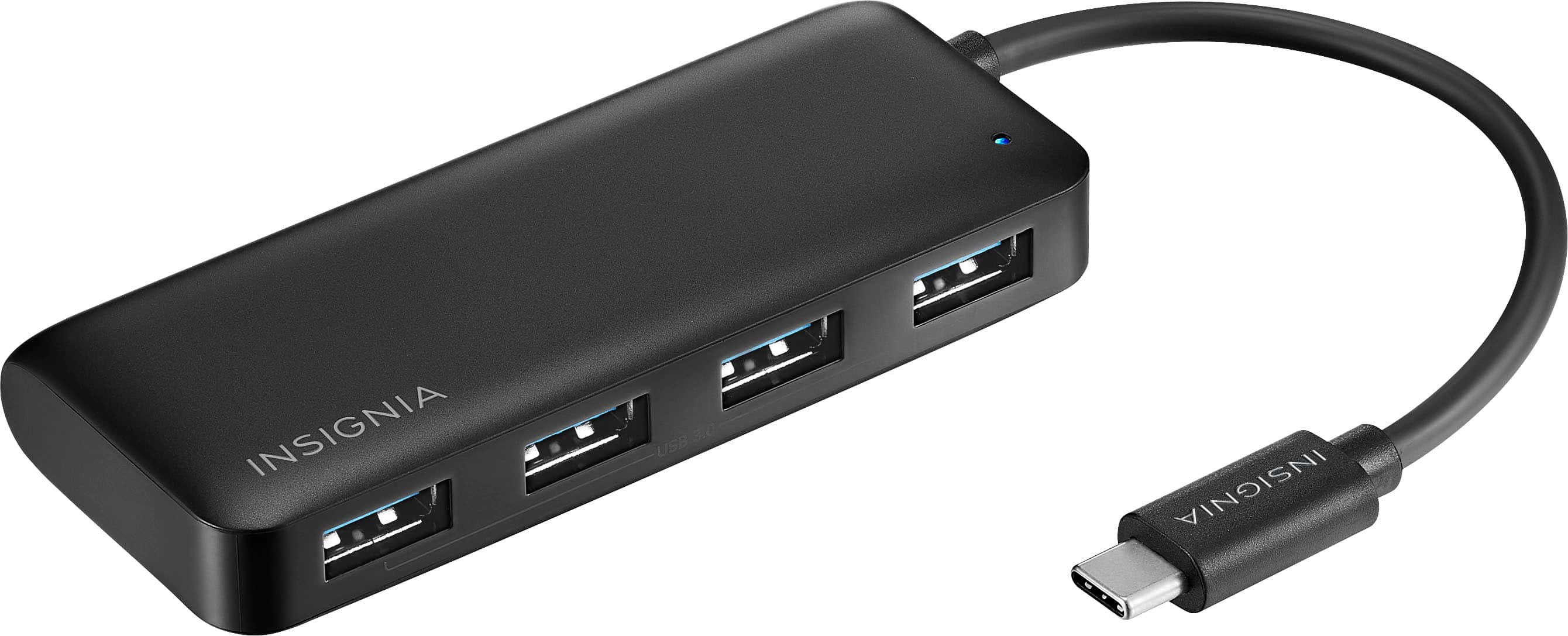 Front. Insignia™ - 4-Port USB-C Hub - Black.