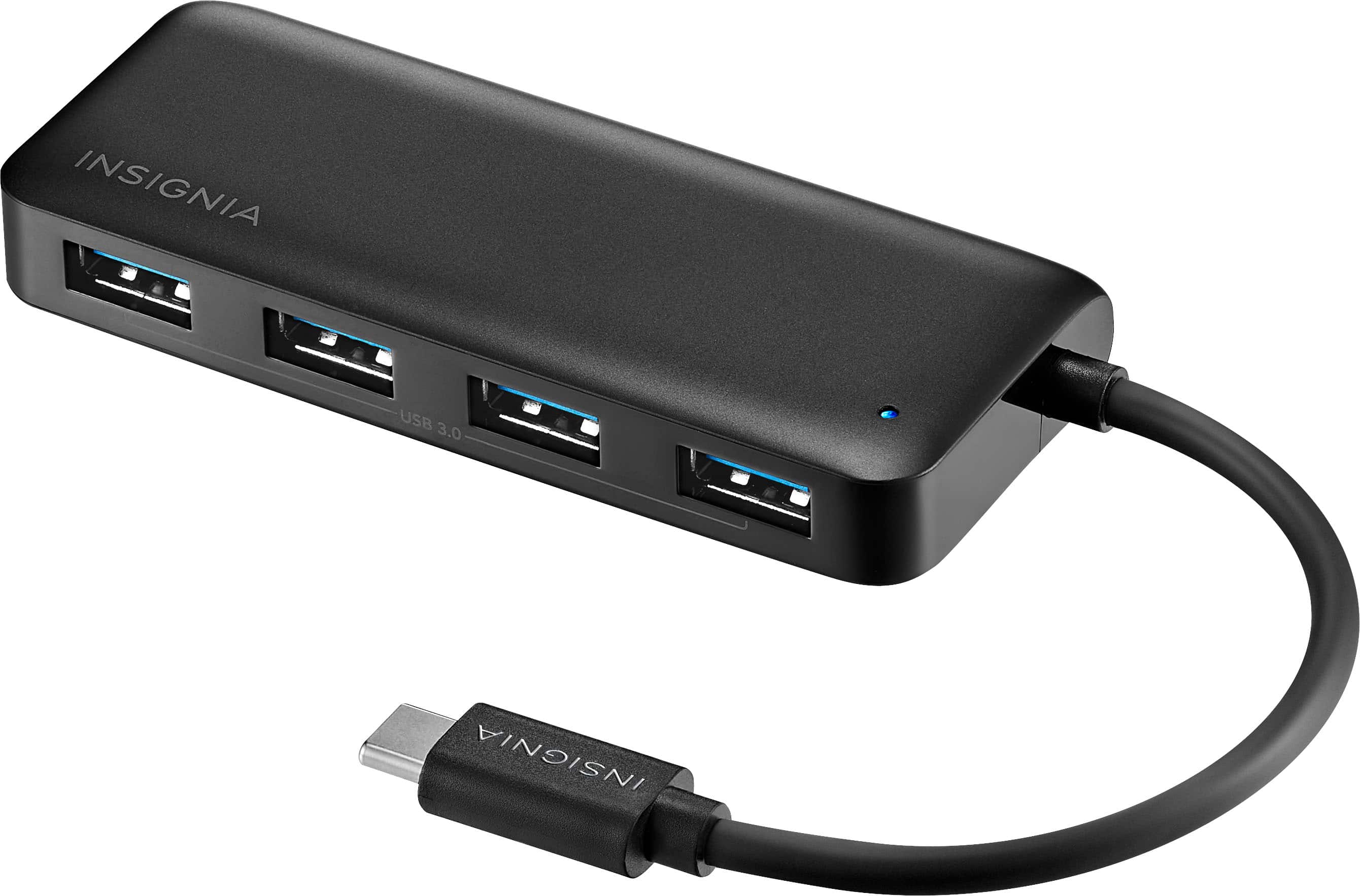 Left. Insignia™ - 4-Port USB-C Hub - Black.