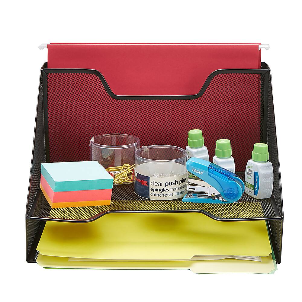 Best Buy Mind Reader 3 Section Desk File Organizer MESHBOX3BLK