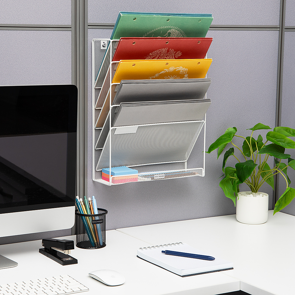 Best Buy: Mind Reader Mesh 6 Pocket Vertical Desk Organizer White 
