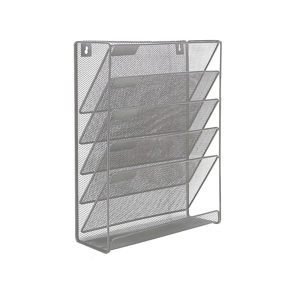 Alt View 16. Mind Reader - 5-Tier Vertical File Storage, Desktop Organizer, Wall Mount, Office, Metal Mesh, 12.75"L x 4"W x 16"H - Silver.