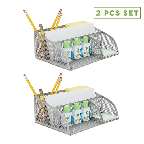 Mind Reader 2pk Mesh Desktop Organizer Silver