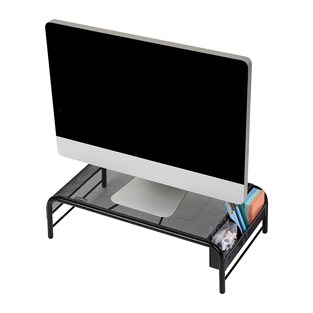 Left View: Mind Reader - Small Monitor Stand Durable Plastic