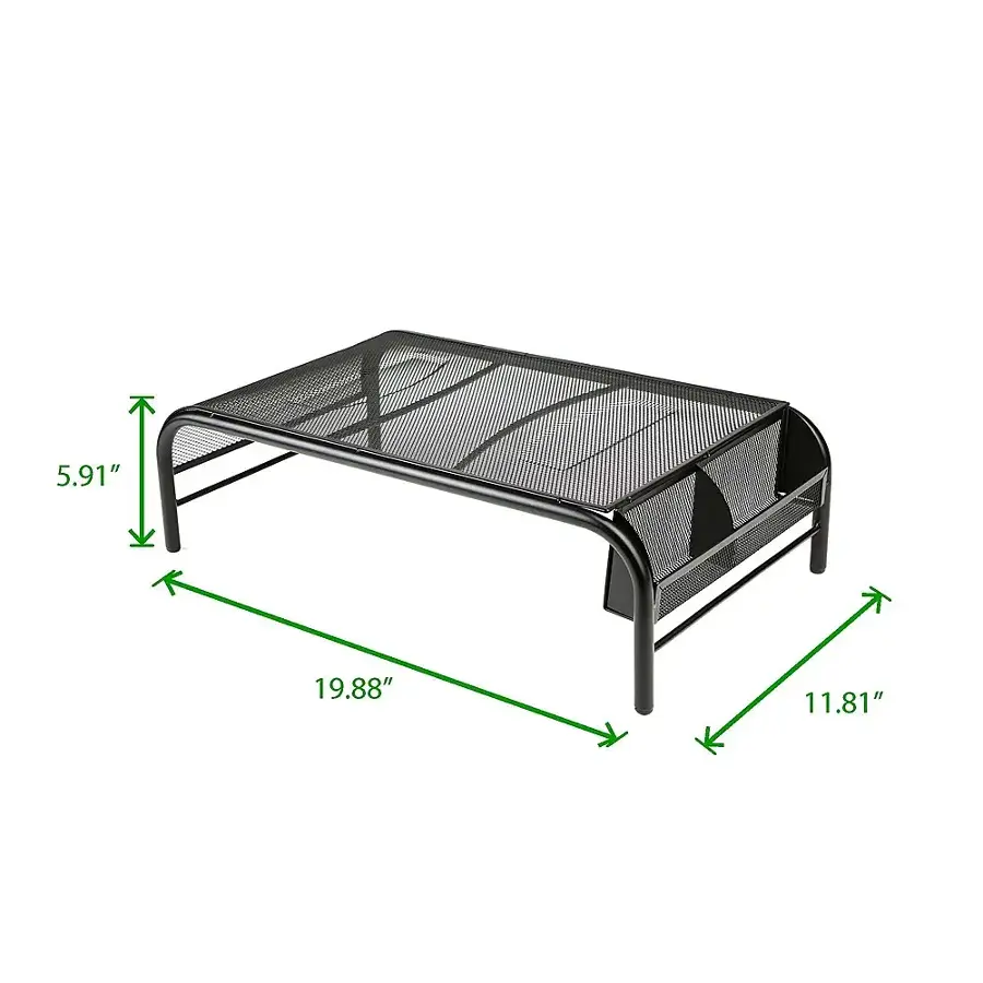 Alt View 15. Mind Reader - Monitor Stand, Ventilated Laptop Riser, Desktop Organizer, Side Storage, Metal Mesh, 20"L x 11.5"W x 5.5"H - Black.