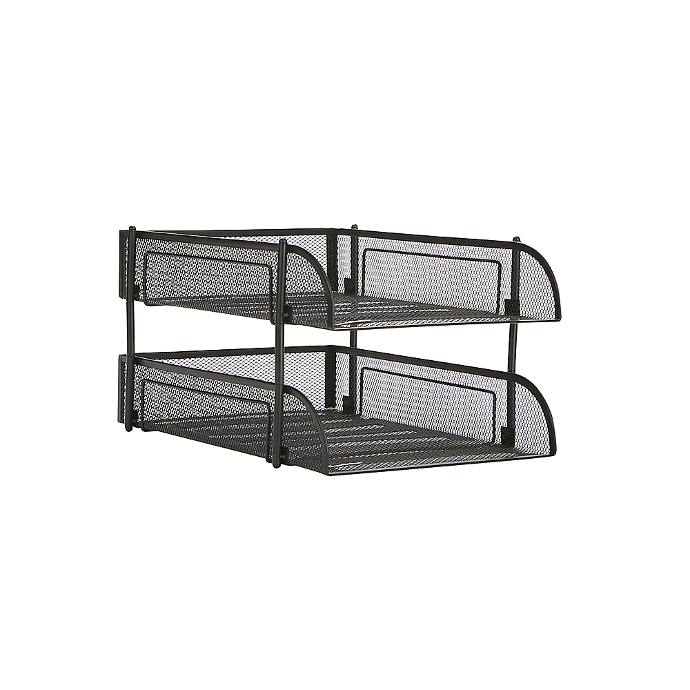 Alt View 16. Mind Reader - Stackable Paper Tray, Desktop Organizer, File Storage, Office, Metal Mesh, 10.5"L x 13.25"W x 7.5"H, 2 Pcs - Black.
