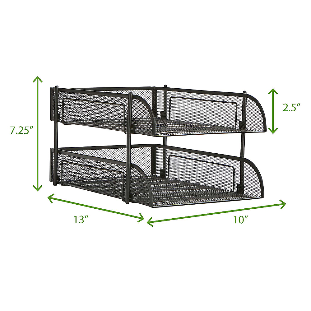Alt View 17. Mind Reader - Stackable Paper Tray, Desktop Organizer, File Storage, Office, Metal Mesh, 10.5"L x 13.25"W x 7.5"H, 2 Pcs - Black.