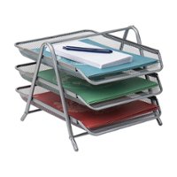 Mind Reader - Desk Organizer with 3 Sliding Trays - Silver - Front_Zoom
