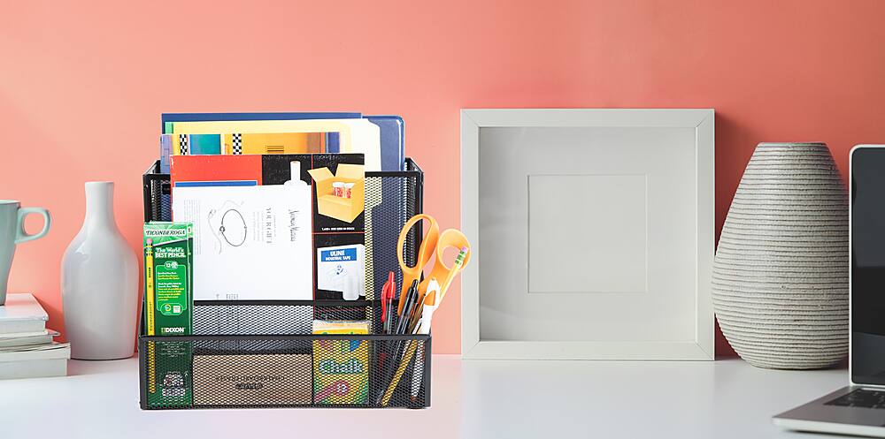 Alt View 17. Mind Reader - Desktop Organizer, Vertical File Storage, Letter Size, Office, Metal Mesh, 12.15"L x 9.5"W x 9.5"H - Black.