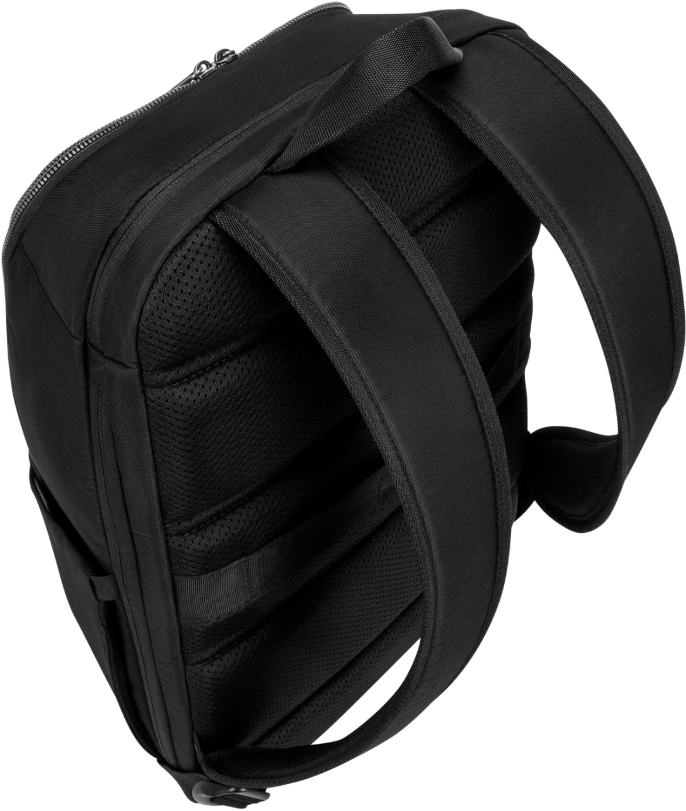 Left View: Thule - Chronical 28L Backpack for 15.6" Laptop with 10.1" Tablet Sleeve, SafeZone Pocket, Water Bottle Holder, Padded Backpanel - Black