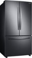 Angle Zoom. Samsung - 28 cu. ft. Large Capacity 3-Door French Door Refrigerator - Black stainless steel.