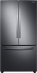 Front. Samsung - 28 cu. ft. 3-Door French Door Refrigerator with Large Capacity - Black Stainless Steel.