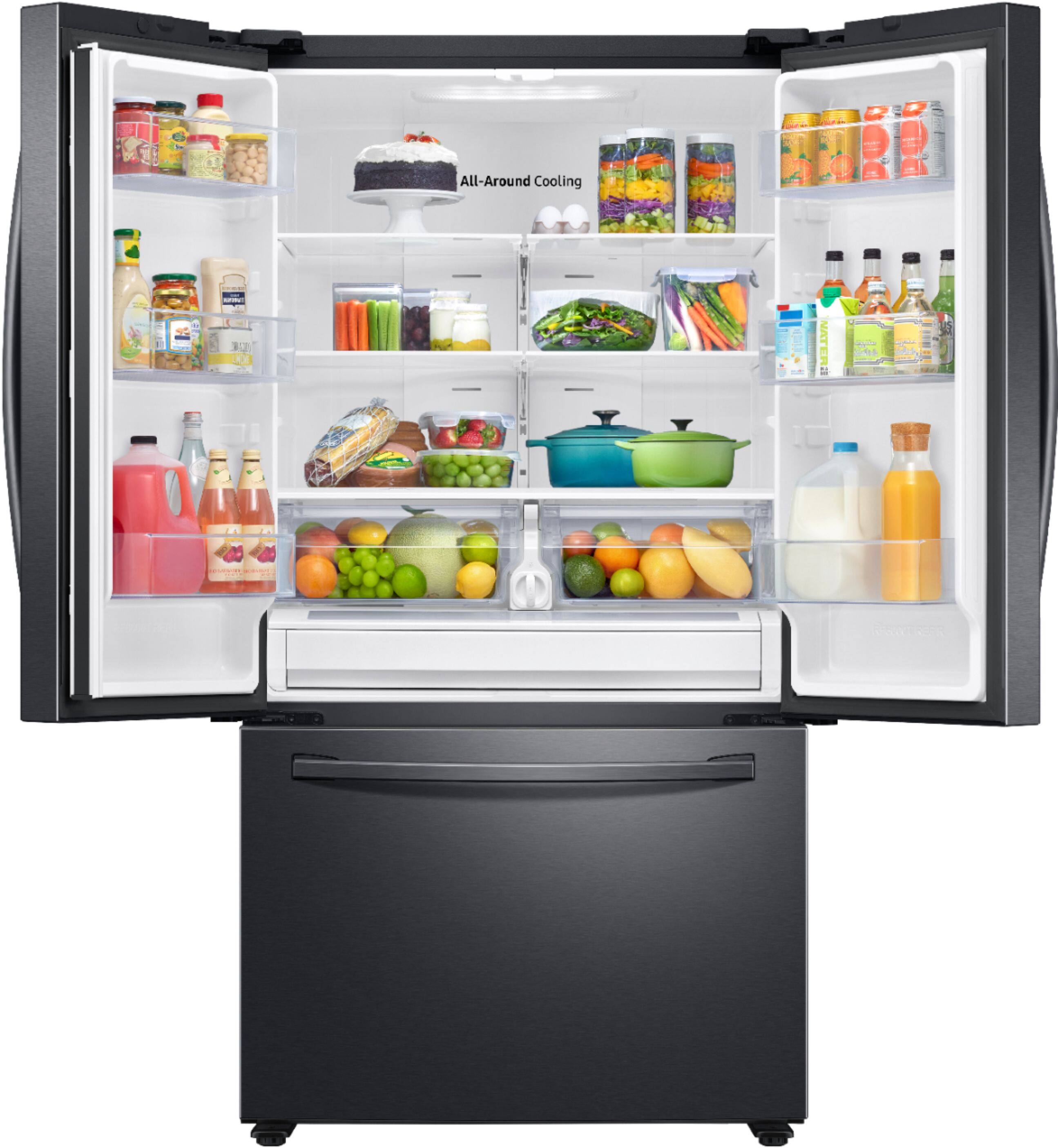 Alt View 1. Samsung - 28 cu. ft. 3-Door French Door Refrigerator with Large Capacity - Black Stainless Steel.