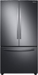 Front. Samsung - 28 cu. ft. 3-Door French Door Refrigerator with AutoFill Water Pitcher - Black Stainless Steel.