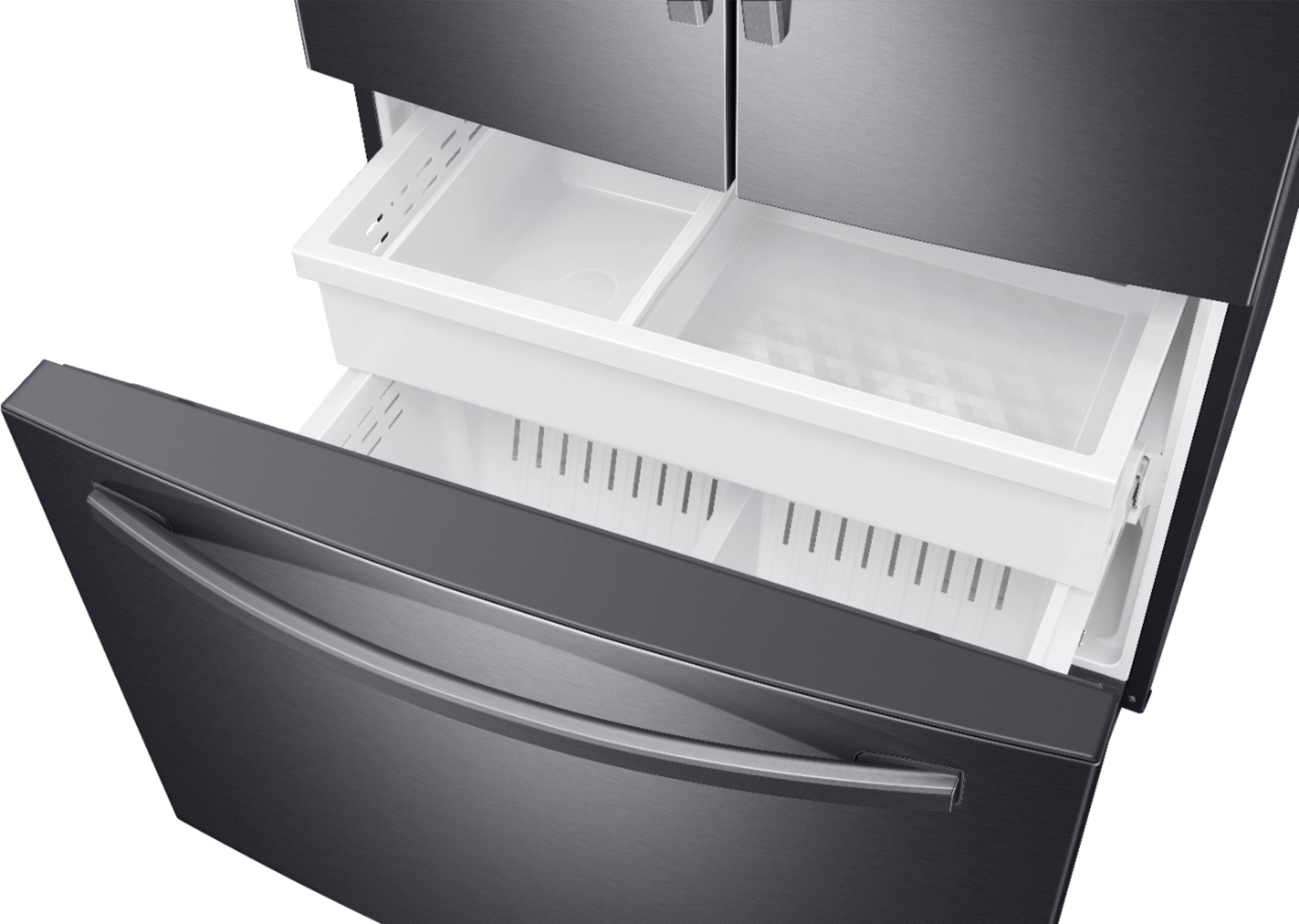 Alt View 3. Samsung - 28 cu. ft. Large Capacity 3-Door French Door Refrigerator with Internal Water Dispenser - Black Stainless Steel.