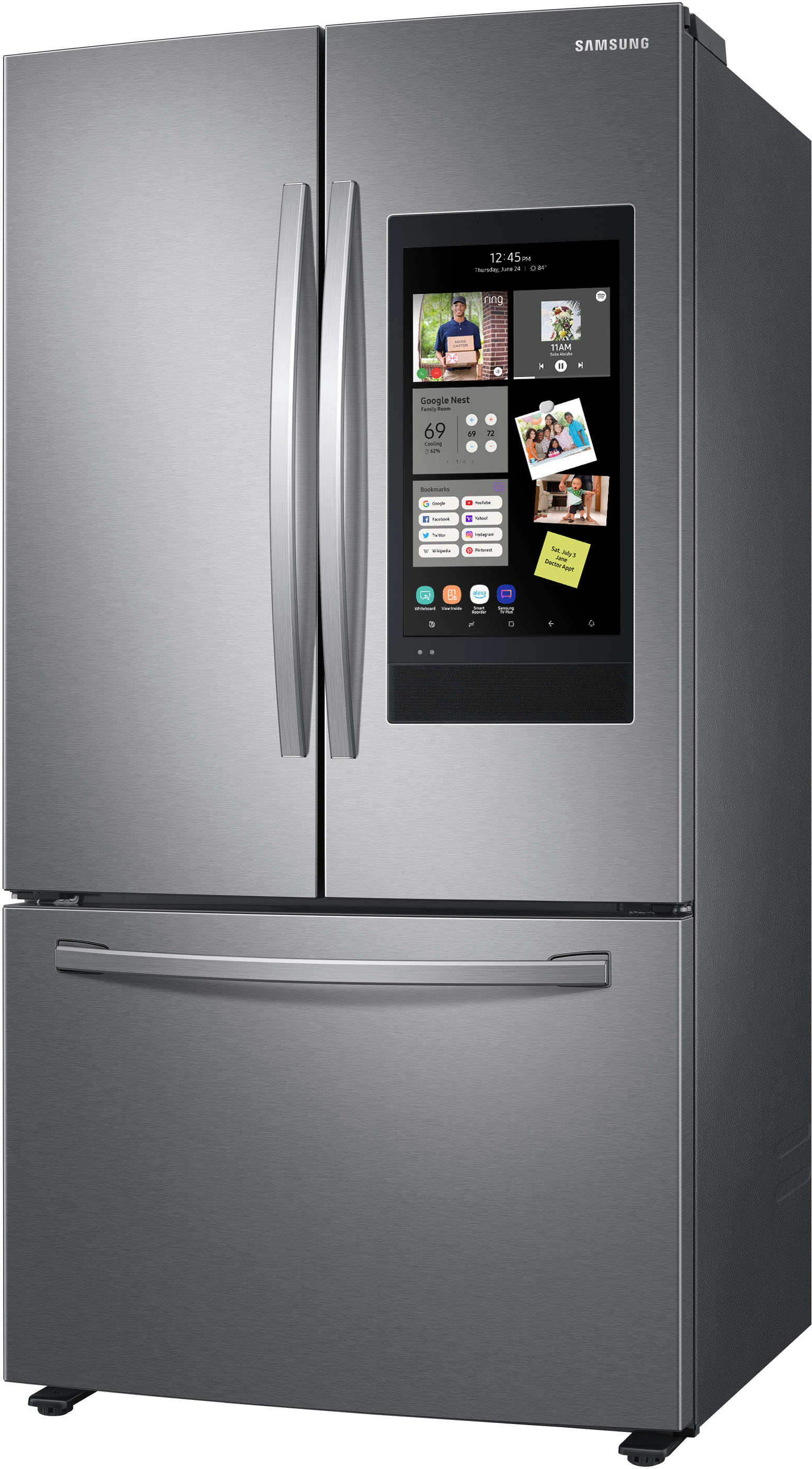 Samsung 28 Cu Ft 3 Door French Door Refrigerator With Family Hub Stainless Steel Rf28t5f01sr Best Buy
