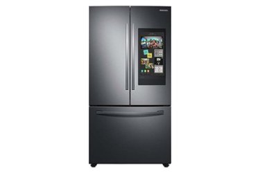 Samsung - 28 cu. ft. 3-Door French Door Refrigerator with Family Hub™ - Black Stainless Steel - Front_Zoom