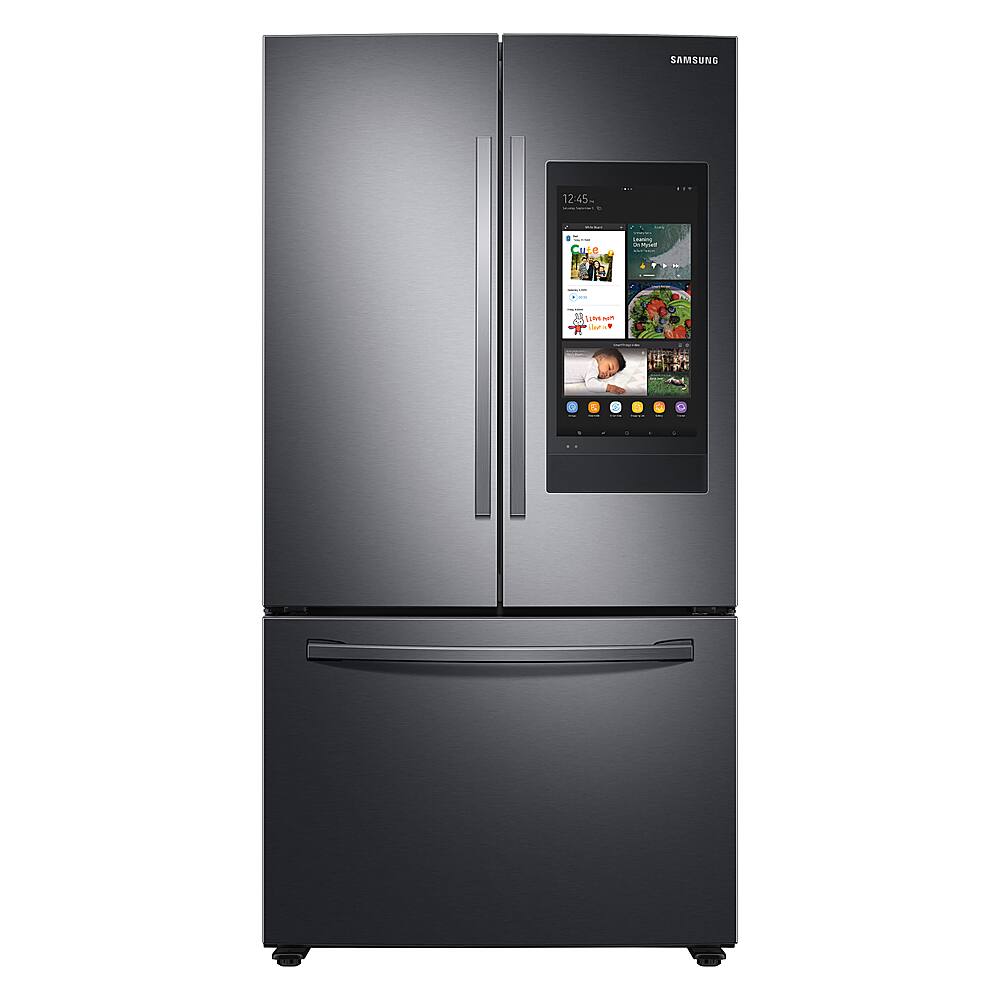 Alt View 23. Samsung - 28 cu. ft. 3-Door French Door Smart Refrigerator with Family Hub - Fingerprint Resistant Black Stainless Steel.