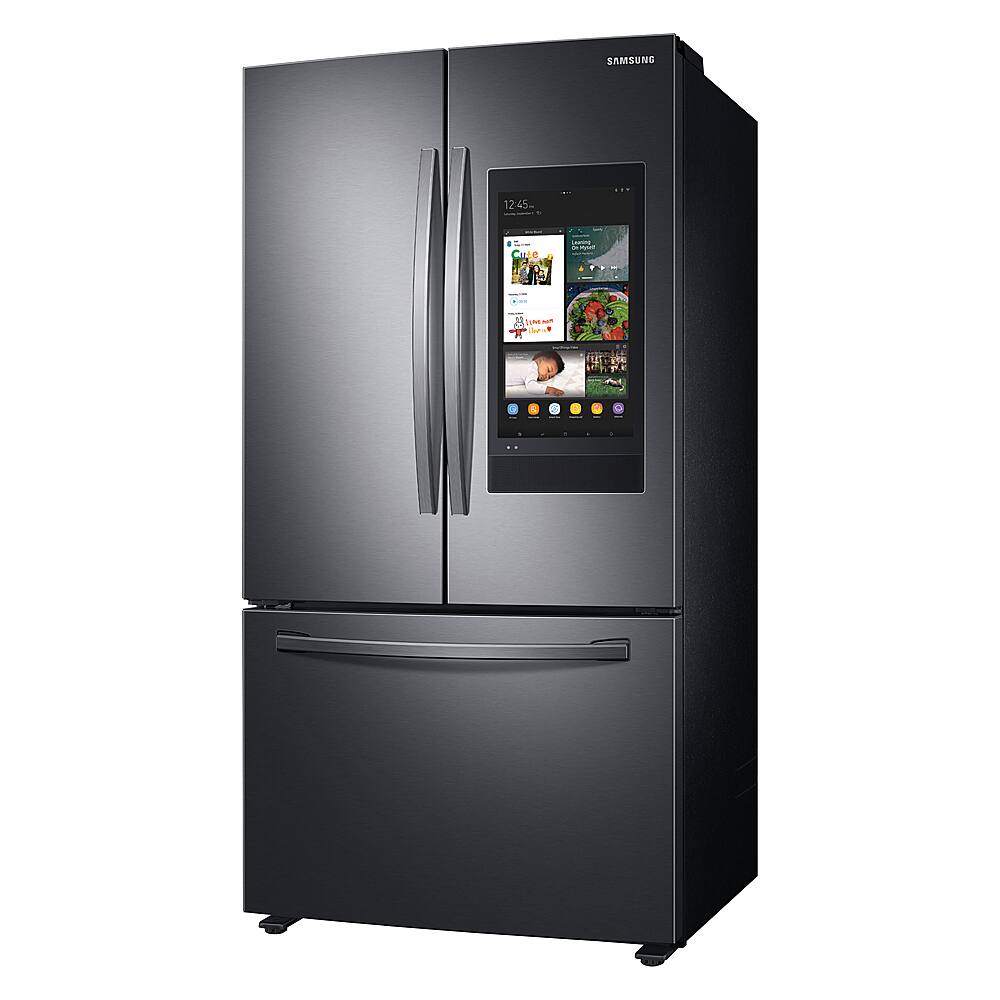 Alt View 24. Samsung - 28 cu. ft. 3-Door French Door Smart Refrigerator with Family Hub - Fingerprint Resistant Black Stainless Steel.