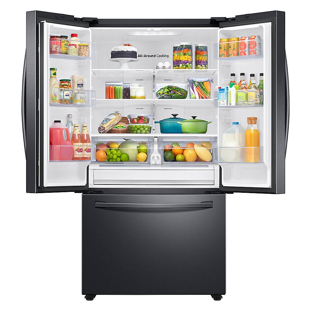 Alt View 27. Samsung - 28 cu. ft. 3-Door French Door Smart Refrigerator with Family Hub - Fingerprint Resistant Black Stainless Steel.