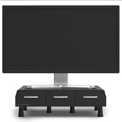 Mind Reader - PC Laptop IMAC Monitor Stand 2 pk - Black - Front_Zoom