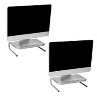 Mind Reader - Monitor Stand, Ventilated Laptop Riser, Desktop Organizer, Metal, 14.5"L x 11.25"W x 4.25"H, Set of 2 - Silver - Front_Zoom