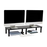 Mind Reader - Dual Monitor Stand, Height Adjustable, Desktop Organizer, Laptop Riser, Office, 38.5"L x 11"W x 2.55-6.5"H - Black - Front_Zoom