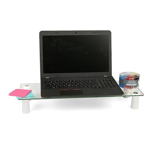 Mind Reader Glass Monitor Stand Riser Clear