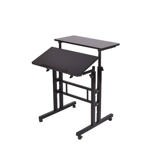 Mind Reader 2 Tier Sit and Stand Desk Black - black
