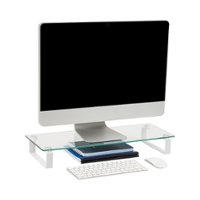 Mind Reader - Glass Monitor Stand Desktop - Clear - Front_Zoom